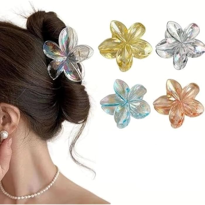 MT Flower Hair Claw Clips-4PCS for Thick Hair,Strong Hold Nonslip,Hawaiian,Cute Large Hair Clips,Banana Clip for Thin Hair,Hair Accessories for Women Girls Holiday Gifts (Assorted Colors) - Image 3